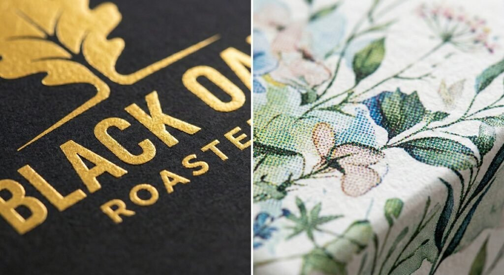 Silk screen printing vs offset printing comparison for luxury packaging.