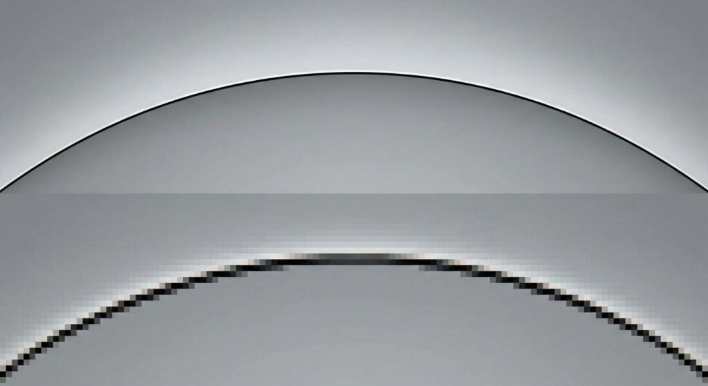 oomed in view demonstrating the difference in resolution between vector and raster graphics.