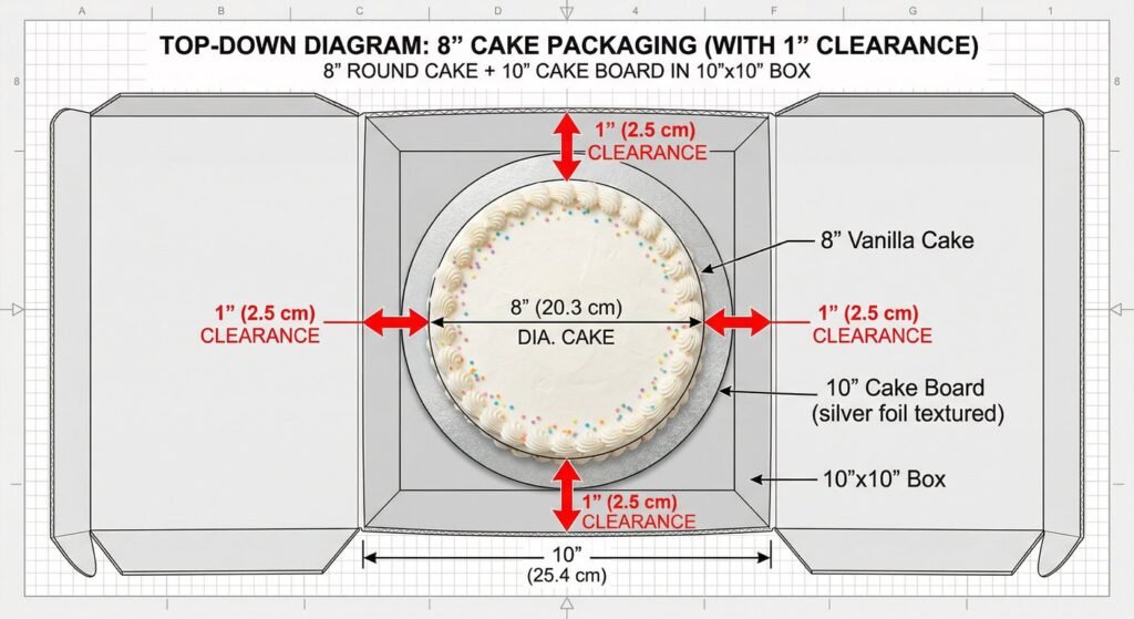 Cake box size guide clearance and measurement diagram
