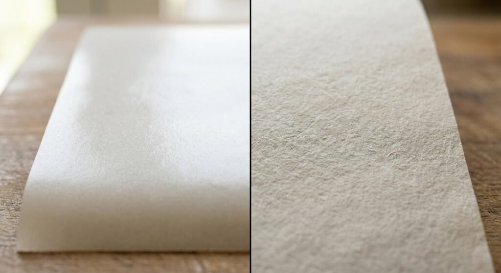 Macro surface comparison of materials used for air fryer paper liners.