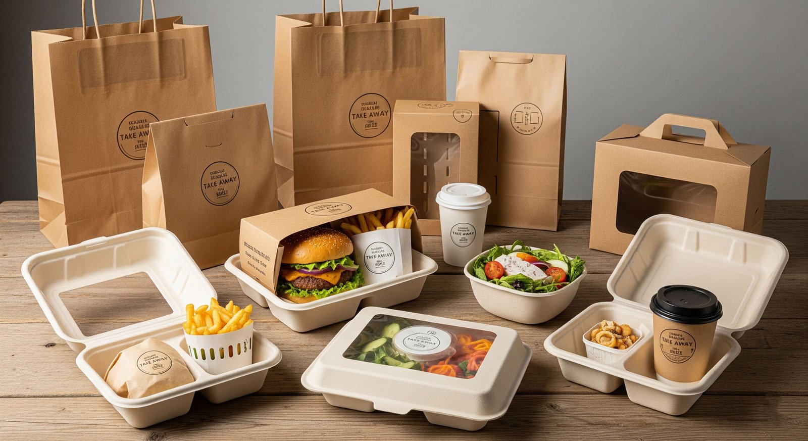 Eco-friendly takeaway food packaging containers
