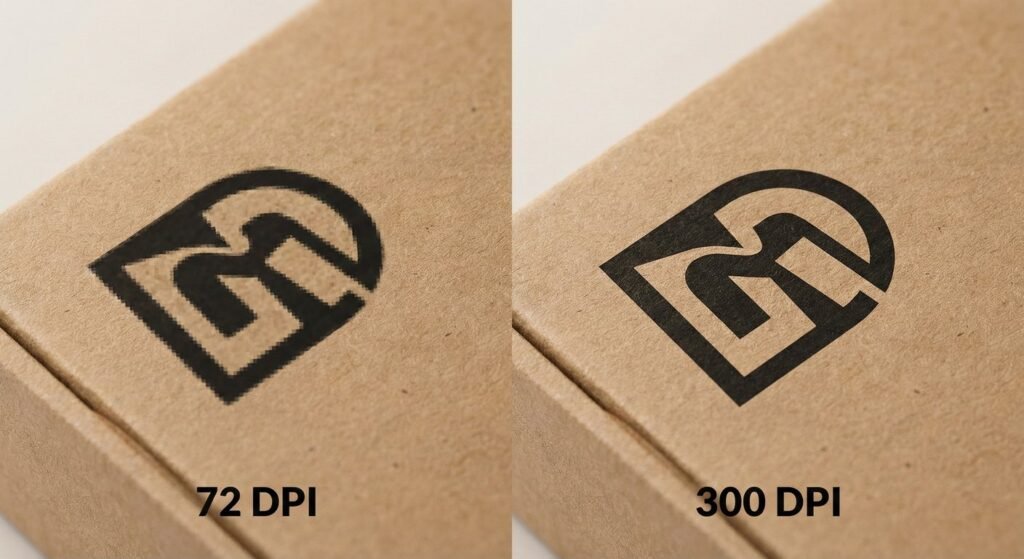 Side by side comparison showing the importance of 300 DPI for printing versus low resolution web images.