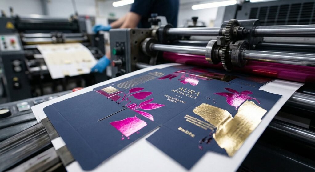 High-quality UV printing on luxury retail packaging boxes.