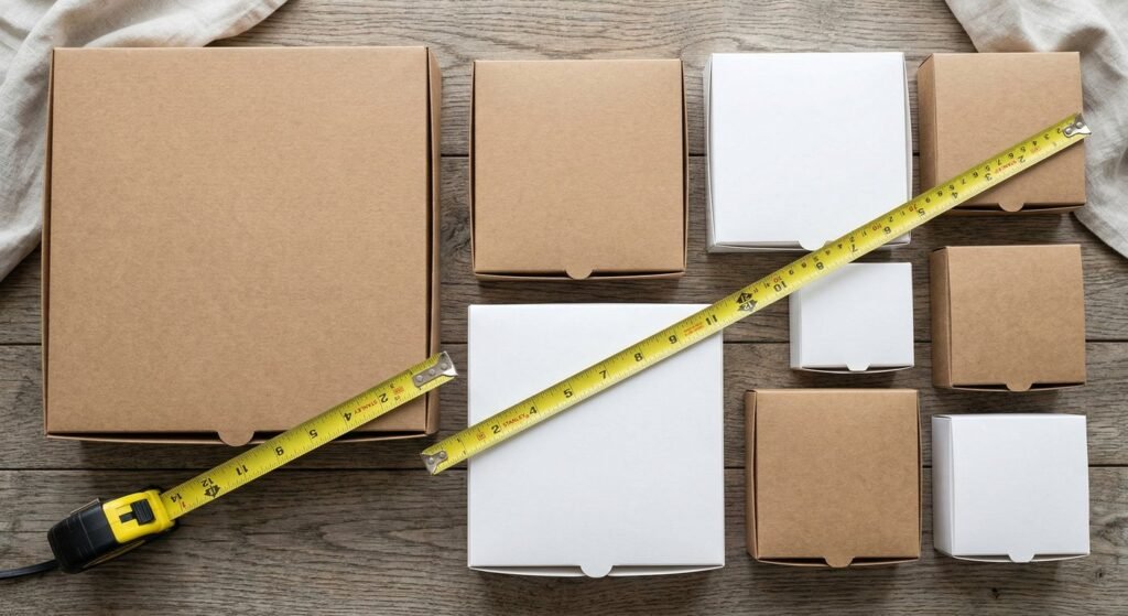 Comprehensive cake box size guide showing various bakery box dimensions