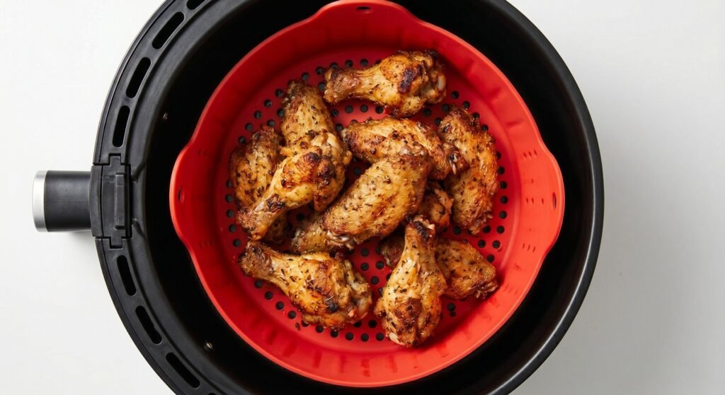 Reusable silicone mat used as a substitute for air fryer parchment paper.
