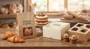 Assortment of high quality wholesale bakery packaging including boxes and bags.